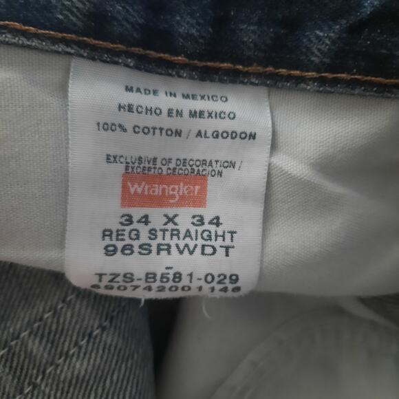 Wrangler Mens Regular Straight Cut 5 Pocket Jeans Size 34x34 - Picture 5 of 6